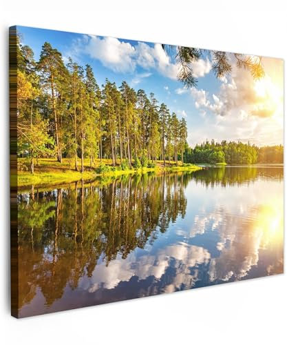 MuchoWow© Impression sur Toile Decoration Murale Peinture 40x30 cm Tableaux Decoratifs Muraux Décoration Chambre Eau - Arbres - Nature