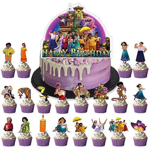 Cake Topper Encanto, Encanto Decoracion Tarta, 25PCS Decoracion Tartas Cumpleaños Encanto, Topper Tarta Cumpleaños, Encanto Cupcake Topper Set, Cumpleaños Cake Decoraciones, para Niños Fiestas