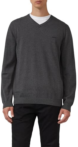 s.Oliver Herren Pullover V-Ausschnitt, Regular Fit, Langarm, 100% Baumwolle