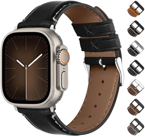 Fullmosa Correa Apple Watch 44mm 45mm 46mm（Series 11 10）42mm 49mm de Cuero Vintage Para Hombres Y Mujeres,Pulsera de Piel Real de Grano Superior para iWatch Se Ultra3/2/1 Series11/10/9/8/7/6/5/4/3/2/1