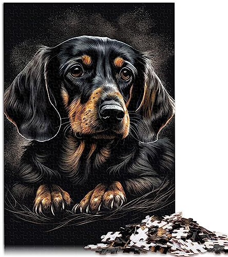 Dackel-Hund-Puzzle, 1000 Teile, für Erwachsene, Holzpuzzle, Lernspiel für Erwachsene und Kinder, 19,7 x 29,5 Zoll