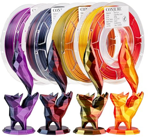 Chitu Systems Conjure Silk PLA - Filamento per stampante 3D, 1,75 mm, doppio colore, filamento per stampa 3D rosso e blu, 800 g (B-Silk Pla-4 in 1, confezione 2, 4 x 200 g)