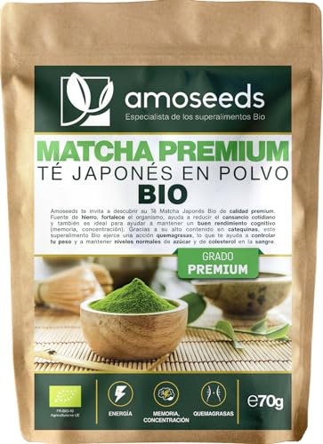 Té Matcha Premium Japonés en polvo Bio 70G | Té Verde Orgánico, Originario de Kagoshima | Tonificante, Drenante