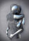 3D Metall Figur Statue Kunst Leinwand Gemälde Romantisch Abstrakt Poster und Drucke Liebhaber Skulptur Poster Liebe Herz Kuss Bilder - Ohne Rahmen (Figur-04,1Pcs-20x30cm)