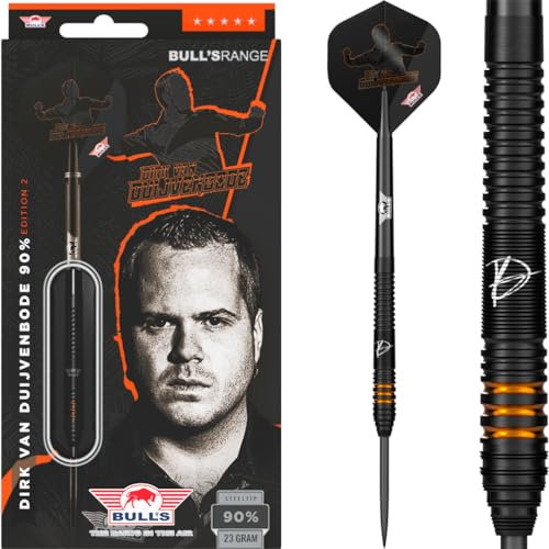 BULL'S Dirk Van Duijvenbode 90% Tungsten Darts - Elite Performance Steeltip Set mit Phantom Grip, Dual Coatings, und Signature Details für professionelle Dartspieler 23 Gramm