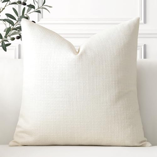 Artscope 1er Set Kissenbezug Einfarbig Wurfkissenbezug Leinen Kissenbezüge 55x55cm Moderne Dekokissen Kissenhülle Set Kissen Fall für Sofa Schlafzimmer Zuhause Dekor, Creme Weiß