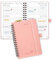 POPRUN Taschenkalender 2025 Klein Ringbuch mit Softcover, ca. A6 (16 x 10,5 cm) - Kalender 2025 Klein (Jan.2025-Dez.2025) - Terminplaner 1 Woche 2 Seite mit Plastiklineal - Rosa