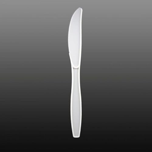 Robuste 50 Stück weiße Kunststoffmesser, wiederverwendbare und waschbare Messer, perfekt für Picknicks, Partys, Geschirr und Geschirr, wiederverwendbare Messer