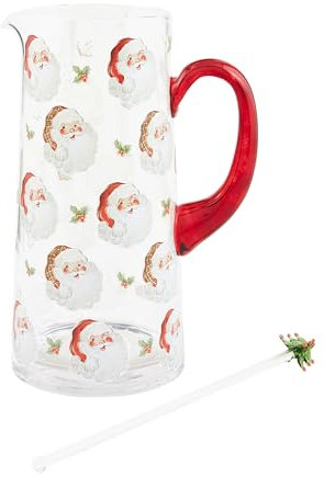 Mud Pie Verre Père Noël, pichet 1,7 l | Agitateur 26,7 cm, transparent