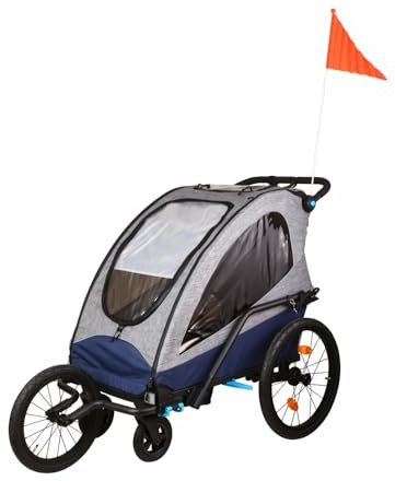 Hoclauho 3-in-1 Aluminium 2-Kinder Fahrradanhänger & Joggingwagen | Faltbarer Babyträger | Inklusive Zubehör