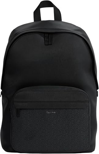 Calvin Klein Herren Rucksack Must Round Mono Mittelgroß, Schwarz (Classic Mono Black), Einheitsgröße