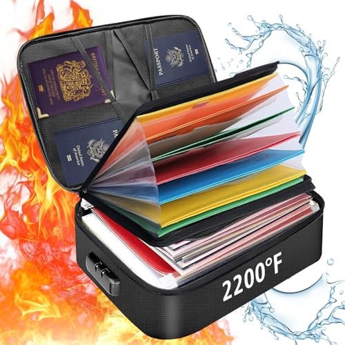 Fireproof Document Box, Fireproof and waterproof document organiser,lockable storage box,store contracts, property deeds and important documents