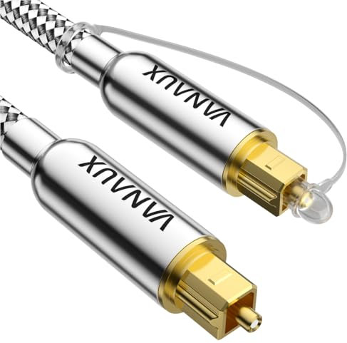 VANAUX Digital Optical Audio Cable 10FT(24K Gold Plated Connectors, Aluminum Alloy Shell, Braided Jacket) S/PDIF Toslink Cable Fiber Optic Cable for Home Theater, Soundbars, Gaming Consoles
