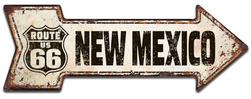 New Mexico US Route 66 Pfeil Blechschild, nostalgische Vintage-Metall-Wanddekoration, 15,2 x 45,7 cm