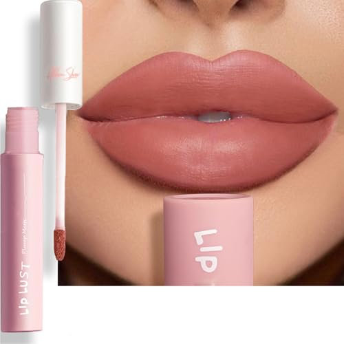 EONFAVE Flüssiger Lippenstift, Matt Lipgloss, Nackter Pfirsich Liquid Lipstick, Glatt Samtige Cremige Textur, Wasserdicht Langlebige, Infaillible Matte Resistance, Intensiver Farbabgabe（P02）