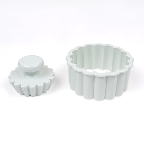 Sinsanye Mini Tart Cutting Mold Set, 4 inch Fluted Round Cookie Cutter and Tart Tamper Plastic Round Double Cut, Biscuit Cutter for Making Egg Tarts, Fondant Cakes