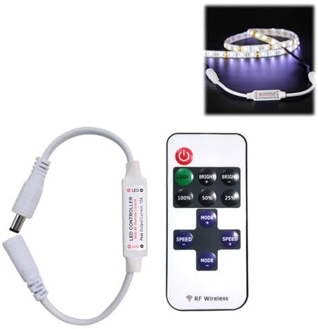 LED Streifen Controller,LED Strip Dimmer Kontroller DC 5V-24V 12A Empfänger RF Wireless Remote LED Stripe Fernbedienung Regler,Drahtloser LED-Dimmer-Controller 11 Tasten,LED Fernbedienung Ersatz