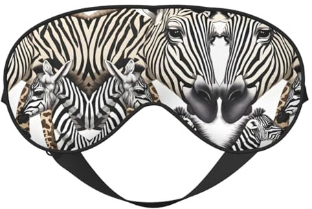 Schlafmaske aus Seide mit Zebra- und Giraffenmuster, mit verstellbarem Riemen, Augenmaske, weiche Augenabdeckung, zum Ausblenden von Lichtern, für süßen Schlaf, Reisen, Entspannung, Nickerchen,