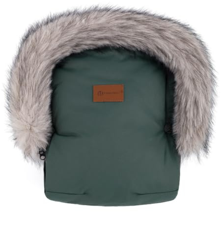 Petite&Mars Handwärmer für Kinderwagen FURRY * Handwärmer * Handschuhe * Handwärmer für Kinderwagen, Buggy und Autositz * Warrm * Wasserdicht * Winddicht (Veritable Khaki)