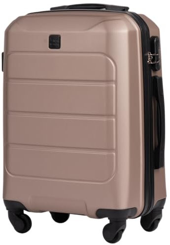 Wings Koffer Hartschale Sekt | 55 x 38 x 20 cm Groß Reisekoffer & Trolleys | Ultraleicht Rollkoffer mit Rollen | Koffer Trolley Handgepäck | Hartschalenkoffer Mit Schloss | für Flugzeug