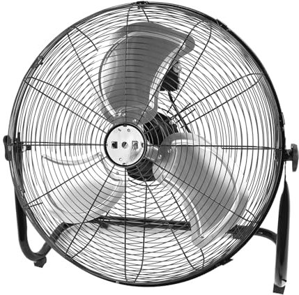 Vikye Ventilador de Piso de Alta Velocidad de 20 Pulgadas, Ventilador Industrial de ángulo Ajustable de 4 Velocidades para Interiores y Exteriores, Material de Aleación de Aluminio