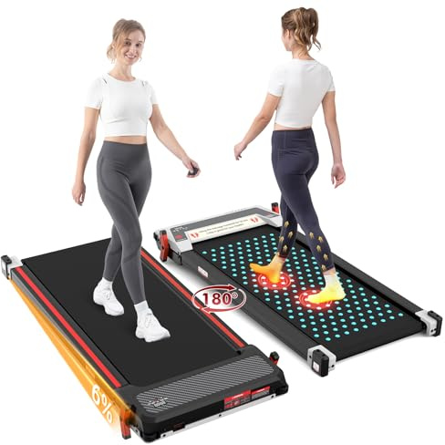 CITYSPORTS Walking Pad with 6% Incline Massage Function,2 in 1 Under Desk Treadmill and Foot Massager Treadmills for Home/Office,Walking Treadmill with Remote Control LED Display