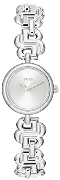 BOSS Uhr mit DREI-Zeiger-Quarzwerk für Damen Kollektion Double B Dressy mit Silbernes Edelstahlarmband - 1502793