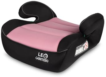 CARETERO - i-Size Autositz für Kinder 125-150 cm - Auto Sitzerhöhung für Kinder für Fahrzeuge mit 3-Punkt-Gurten - Ergonomische Armlehnen - Weiche, Abnehmbare Polsterung - Rosa
