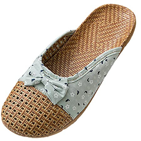 Generico Ciabatte Donna Estive Ortopediche Scarpe Comode Pantofole da donna per interni Bowknot in coreana per la casa Pantofole da pavimento in legno Ciabatte Chiuse Donna Sandali (Mint Green, 39)
