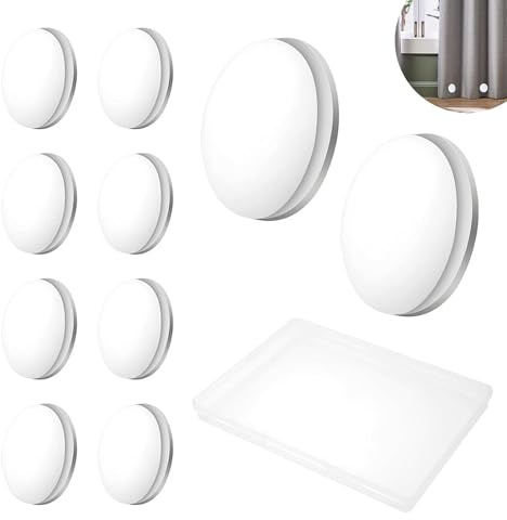 AMONENZ 10 Pièces Poids Rideau de Douche, Magnétique Leste pour Rideaux, Rond Aimant Rideau Douche, Blanc Aimant Poids Rideaus, pour Rideaux de Douches, Draps de Lit, Nappes