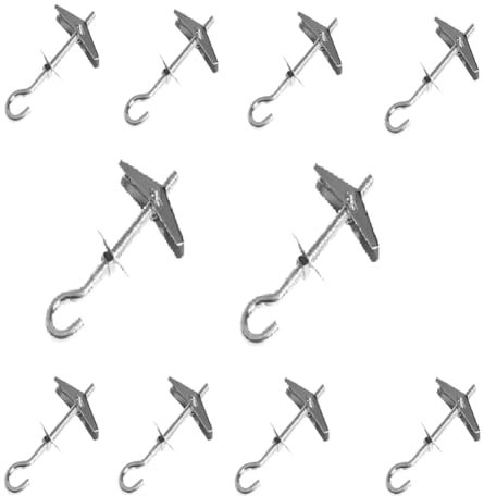 10 Stück Flügelfeder-Knebelhaken, Deckenhaken, Gipskartonplatten, mit Gewindehaken, für Trockenbau, Hohlwand, Planke, hängende Pflanzen, Lichter