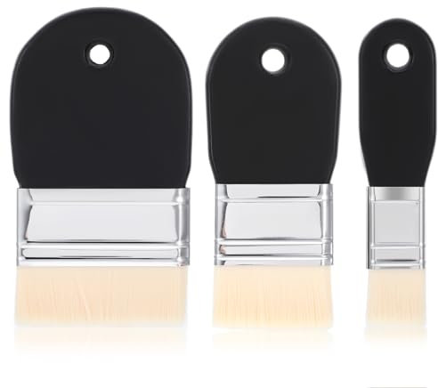 3Pack Flat Paddle Paint Brush Set, Nylon Bristles Painting Brushes for Acrylic, Oil, Paint, Varnishes, Watercolor, Painter, Students, Artist and Watercolor Brushes Paints (1, 2, 3)