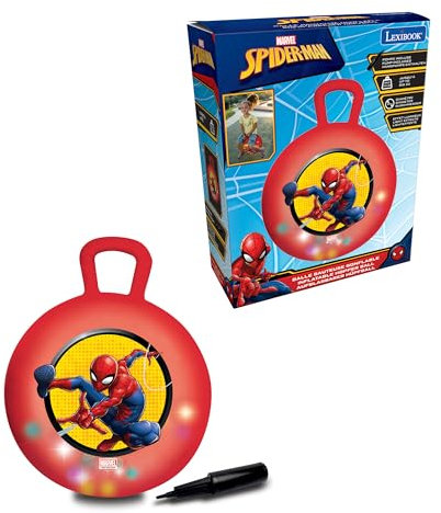 Lexibook, Spider-Man, Hüpfball aufblasbar, Manuelle Pumpe Inklusive, Sicheres und Widerstandsfähiges Plastik, Rot, BG040SP