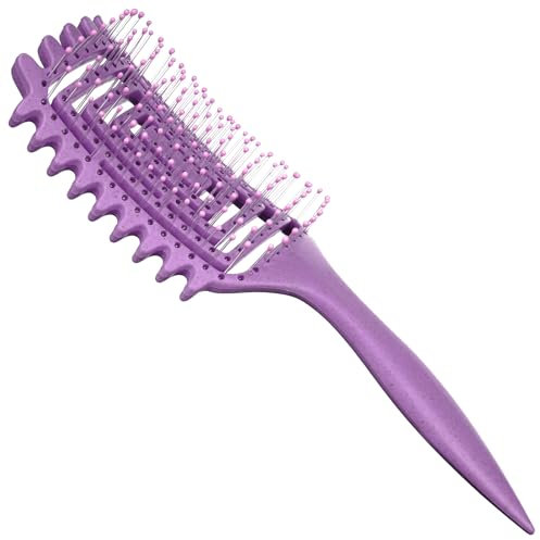 LOPHE Entwirrende Haarbürste - Lockige Massagebürste für nasses und trockenes Haar, professionell, gebogen, belüftet für Frauen, Männer und Kinder, lila