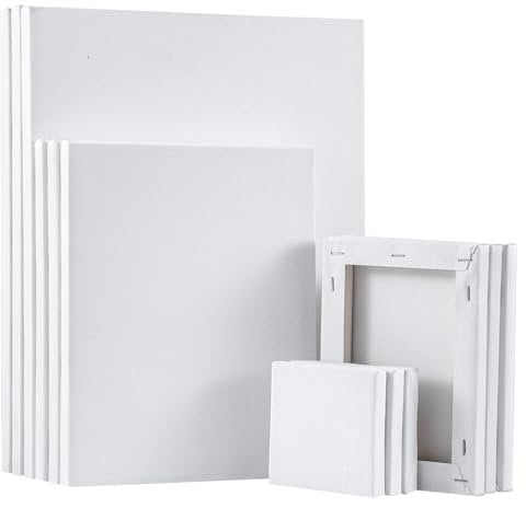 12PCS Blank Canvas Artist Canvas Panels Board 100% Cotton Blank Canvases for Acrylic Painting Canvas Board for Artists Oil Paint & Wet Water Art Media (4 Size)