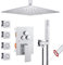 Shower Shower Faucet Set Brushed Gold Shower System with 4 PCS Modes 2 inch Body Jets,Push Button Diverter Shower Fixtures with 2 in 1 Handheld,Ceiling Mount 10 inch Shower Head Shower Head
