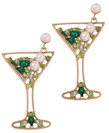 ZYEKIU 1 Paire Verre à vin pour Femme Verres Champagne D'oreilles Boucle D'oreille Femme Boucle D'oreille Perle Breloques Creation Bijoux Boucles D'oreilles Femmes Oreille Earrings for Women (vert)