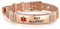 FGT Nut Allergy Rose Gold Medical Alert ID Bracelet for Women Adults Emergency Medical Jewelry Heart Engraved Stainless Steel Adjustable Wristband