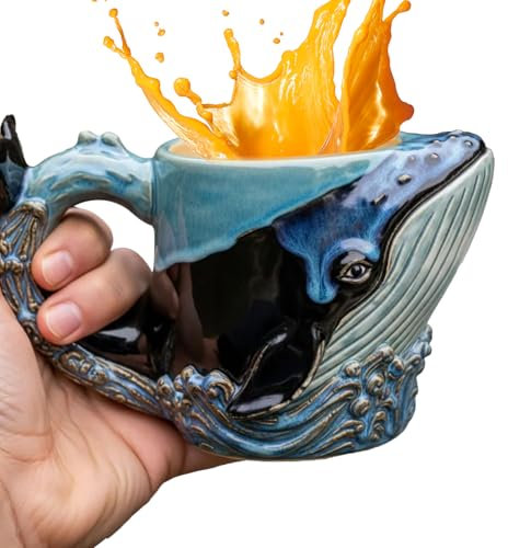 Oceans Partner Coffee Mug, 3D Whale Sculpture Insulated Ceramic Cup, Vikings Seas Life Beer Mug, Marine Animal Statue Coffee Tea Cup, Vintage Tabletop Figurine Drinkware, for Adults & Kids