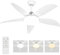 Ceiling Fan with Light, 52'' Fan Lights Ceiling for Bedroom, Dimmable Ceiling Fans with Lamps and Remote, Light Fan 6 Speeds 3 Colors, 48W LED, DC Motor Reversible 5 Blades for Bedroom
