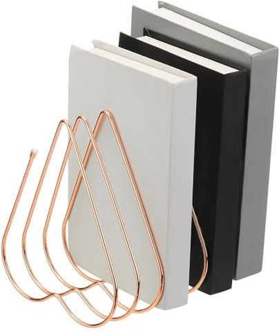 PATIKIL Rangeur De Dossiers, 7 Fentes Support Métallique En Forme De Coeur Porte-Documents Pour Bureau Magazine ornementation Bureau À Domicile Magazine, Rose Gold