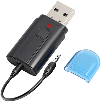Ouitble Bluetooth 5.0 Sender Empfänger, 2-in-1 USB Bluetooth Audio Transmitter Adapter mit 3,5mm Aux Klinke Kable für TV PC Auto Lautsprecher Kopfhörer Heimstereo mit Speicherkartensteckplatz