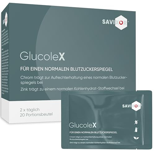Savixor GlucoleX Vitamin Pulver 20 x 5 g - Mit Belinal(Silbertannenextrakt) 150 mg - Reich an Vitamin C, E, D3, B6, B12, Selen, Magnesium, Folsäure und Zink, in Deutschland hergestellt & Halal
