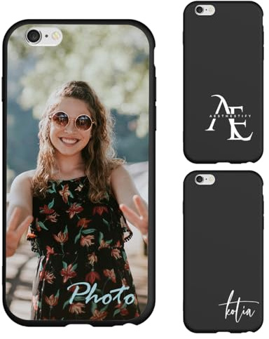 Schutzhülle kompatibel mit Apple iPhone 6S/6 – individuelles Foto, Bild, Logo, Text, Handyhülle, schützende Silikon-TPU, dünn, weich, stoßfest, einzigartiges Geschenk, Schwarz