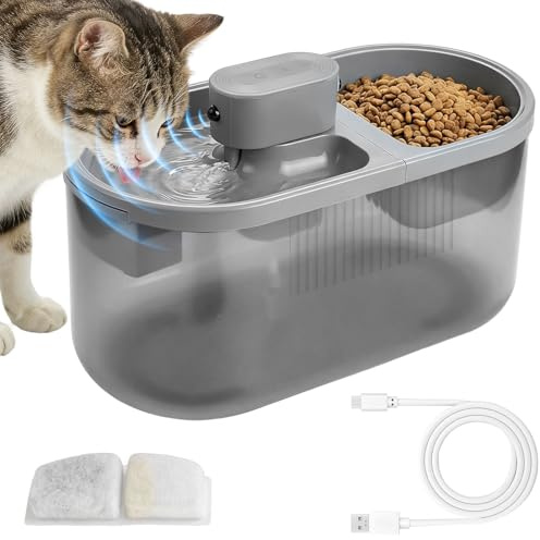 4.5L Cat Water Fountain for Drinking with Sensor - Pet Drinking Fountain BPA Free, Wireless Water Bowl Rechargeable 3000mAh Battery Operated Cat Fountain Cordless Dog Water Fountain for Cats Dogs