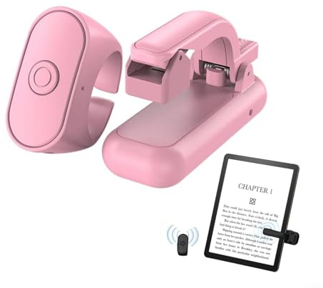 HEIBTENY Tragbarer Seiten-Klicker für Kindle, Paperwhite, EReader, Kamera-Fernauslöser, kabellose Seite für Turner für iPhone, iPad, Android-Tablets, zum Lesen von Romanen, Rosa