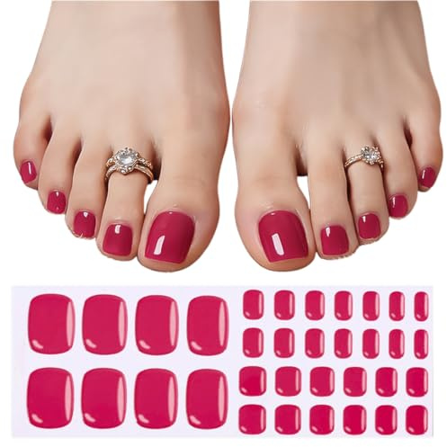 BCHKO Smalto Adesivo per Unghie Piedi - 34 Pezzi Unghie Gel Adesive UV Full Wraps Unghie Adesivi Decalcomanie Autoadesive Gel Nail Stickers Durata Toenails