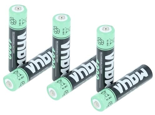 vhbw Akkus AAA, 6 Stück kompatibel mit Panasonic KX-TGE510, KX-TGE520, KX-TGE522 - Akkuzellen, 1000 mAh, 1,2 V, NiMH