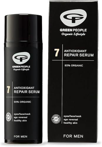 Green People Für Männer Nr. 7 Antioxidant Repair Serum, 50ml | Männer Gesichtsserum, Paraben- und Ethanol-frei, Leistungsstarke, Feuchtigkeitssepndende Formel, Geeignet für alle Hauttypen