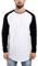 Blackskies Baseball Longsleeve T-Shirt | Langes Oversize Fashion Basic Langarm Raglan Herren Longshirt Long Tee Melliert - Weiß-Schwarz X-Large XL